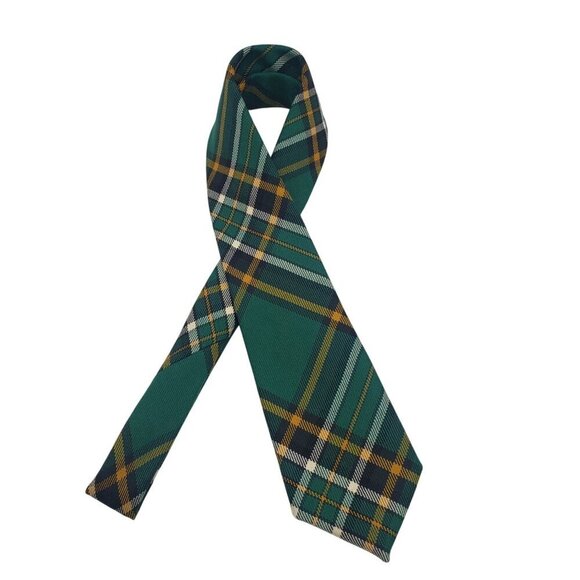 100% Wool Irish National Tartan Green Yellow Plaid Kilt Tie St. Patrick's Day - Picture 4 of 9